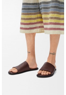 LOEWE Flex Anagram Slide In Soft Calfskin Oxblood
