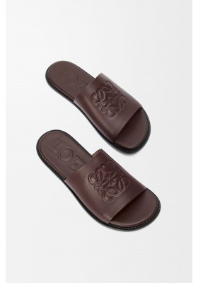LOEWE Flex Anagram Slide In Soft Calfskin Oxblood