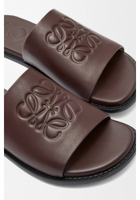 LOEWE Flex Anagram Slide In Soft Calfskin Oxblood