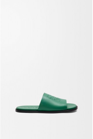 LOEWE Flex Anagram Slide In Soft Calfskin Green