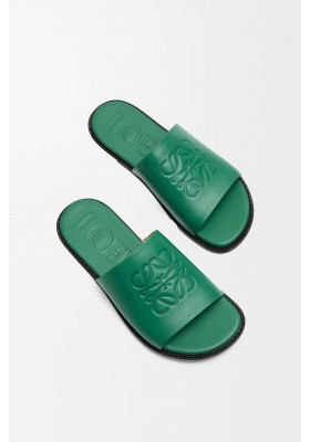 LOEWE Flex Anagram Slide In Soft Calfskin Green
