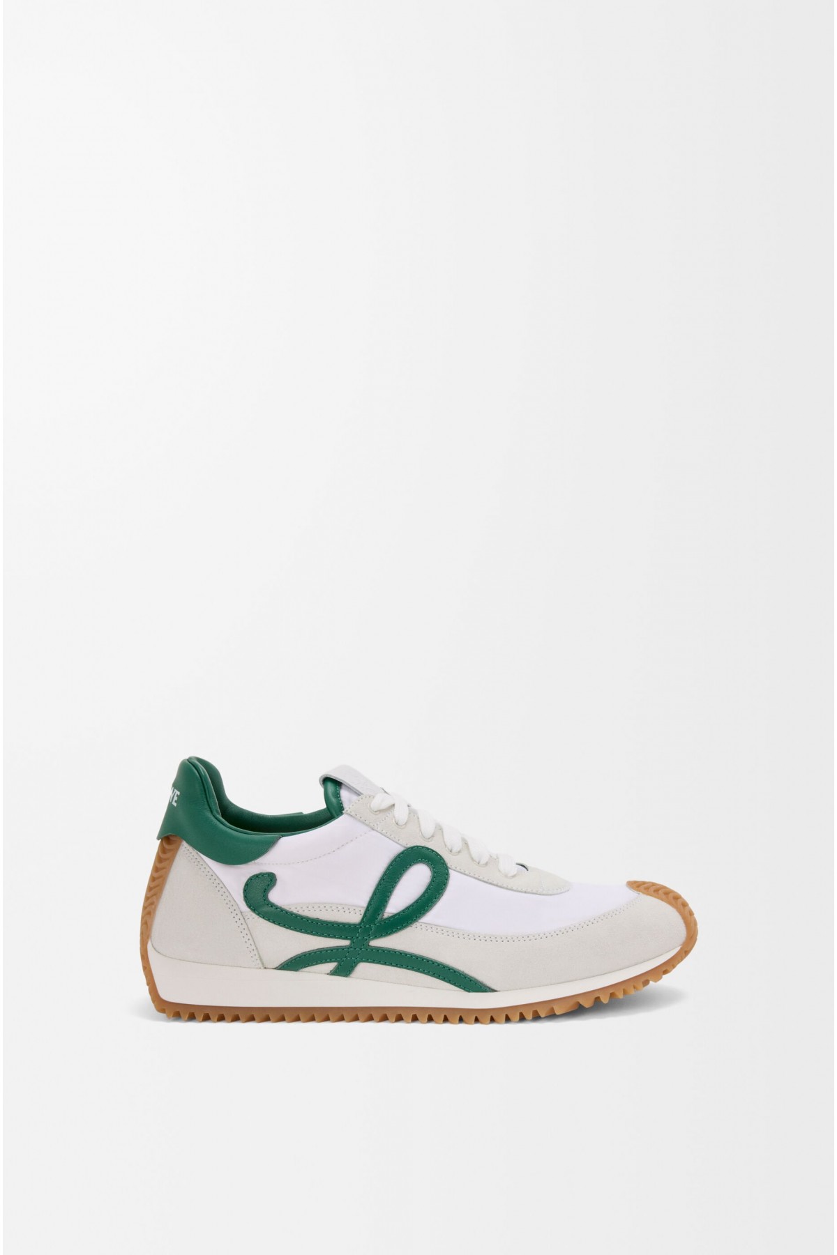 LOEWE Flow Runner 2.0 In Nylon And Suede White Dark Green