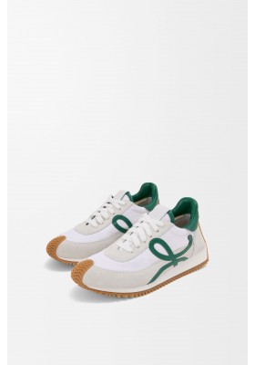 LOEWE Flow Runner 2.0 In Nylon And Suede White Dark Green