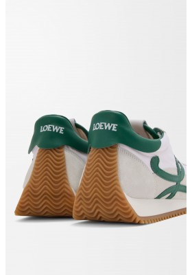 LOEWE Flow Runner 2.0 In Nylon And Suede White Dark Green