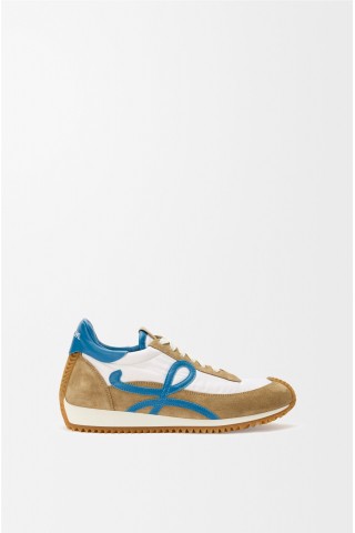 LOEWE Flow Runner 2.0 In Nylon And Suede Sand Blue White
