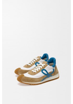 LOEWE Flow Runner 2.0 In Nylon And Suede Sand Blue White
