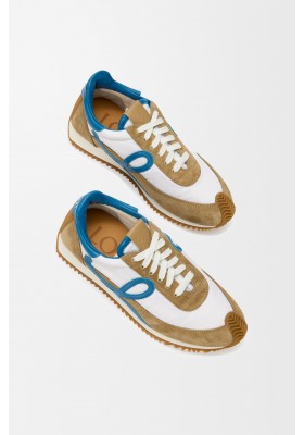LOEWE Flow Runner 2.0 In Nylon And Suede Sand Blue White