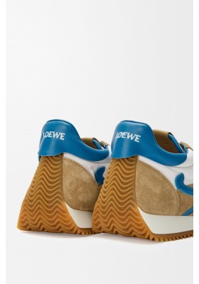 LOEWE Flow Runner 2.0 In Nylon And Suede Sand Blue White