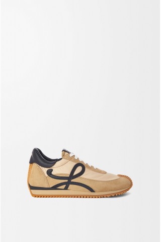 LOEWE Flow Runner In Nylon And Suede Gold Black