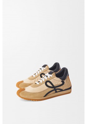 LOEWE Flow Runner In Nylon And Suede Gold Black
