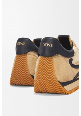 LOEWE Flow Runner In Nylon And Suede Gold Black