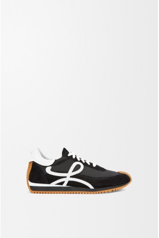 LOEWE Flow Runner In Nylon And Suede Black White