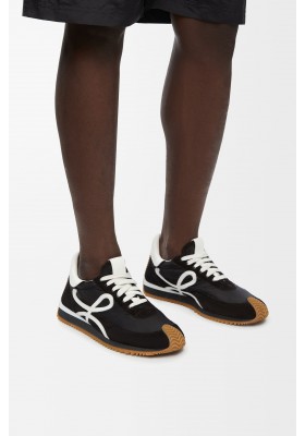 LOEWE Flow Runner In Nylon And Suede Black White