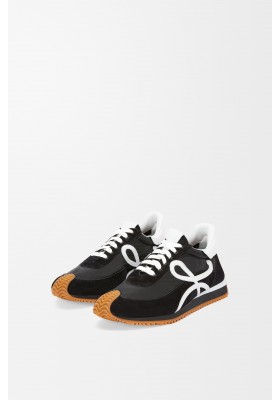 LOEWE Flow Runner In Nylon And Suede Black White