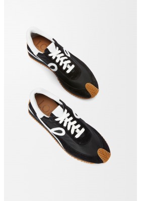 LOEWE Flow Runner In Nylon And Suede Black White