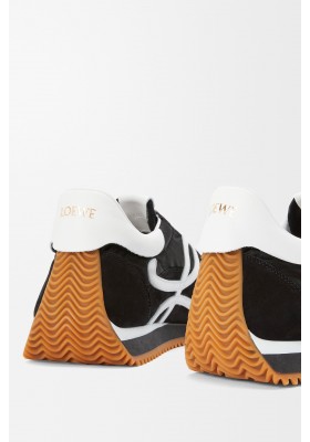 LOEWE Flow Runner In Nylon And Suede Black White
