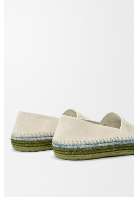 LOEWE Rio Slipper In Suede And Raffia Light Grey