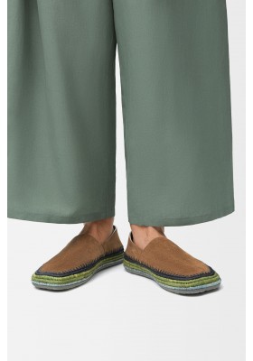 LOEWE Rio Slipper In Suede And Raffia Brown