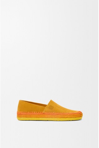 LOEWE Rio Slipper In Suede And Raffia Orange