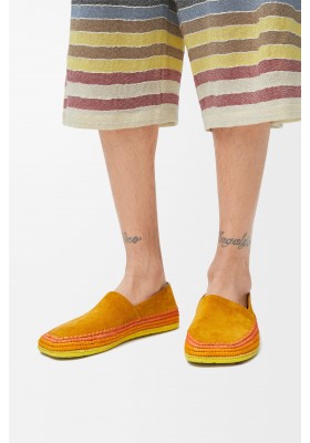 LOEWE Rio Slipper In Suede And Raffia Orange