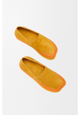 LOEWE Rio Slipper In Suede And Raffia Orange