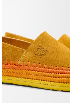 LOEWE Rio Slipper In Suede And Raffia Orange