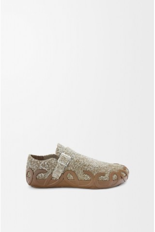 LOEWE Rise Loafer In Brushed Suede Khaki Green