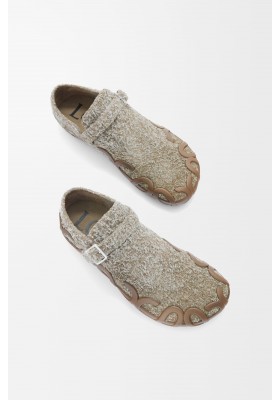 LOEWE Rise Loafer In Brushed Suede Khaki Green
