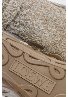LOEWE Rise Loafer In Brushed Suede Khaki Green