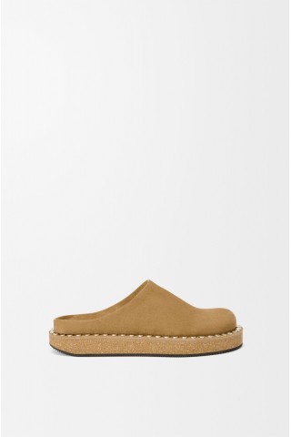 LOEWE Rivet Mule In Calfskin Suede Medium Tabacco