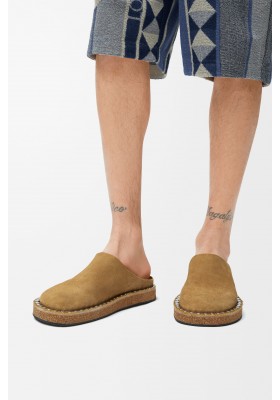 LOEWE Rivet Mule In Calfskin Suede Medium Tabacco