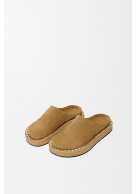 LOEWE Rivet Mule In Calfskin Suede Medium Tabacco