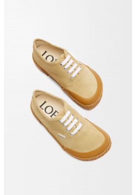 LOEWE Terra Vulca Lace-up Sneaker In Suede Gold