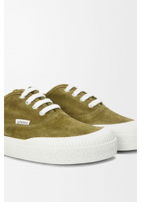 LOEWE Terra Vulca Lace-up Sneaker In Suede Olive