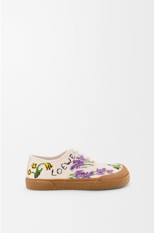 LOEWE Terra Vulca Sneaker In Embroidered Canvas Cream Multicolor