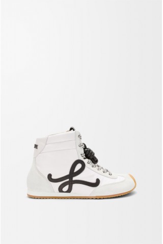 LOEWE Ballet Runner 2.0 High-top In Nylon And Calfskin White Black
