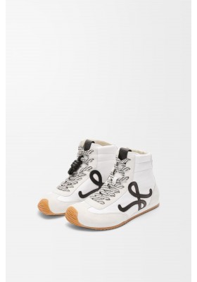 LOEWE Ballet Runner 2.0 High-top In Nylon And Calfskin White Black