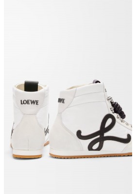 LOEWE Ballet Runner 2.0 High-top In Nylon And Calfskin White Black