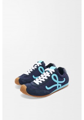 LOEWE Ballet Runner 2.0 In Nylon And Calfskin Navy Blue Turquoise