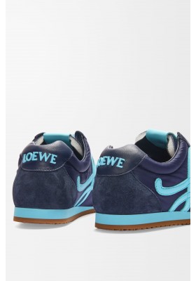 LOEWE Ballet Runner 2.0 In Nylon And Calfskin Navy Blue Turquoise