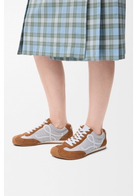 LOEWE Ballet Runner 2.0 In Nylon And Calfskin Grey White Tan
