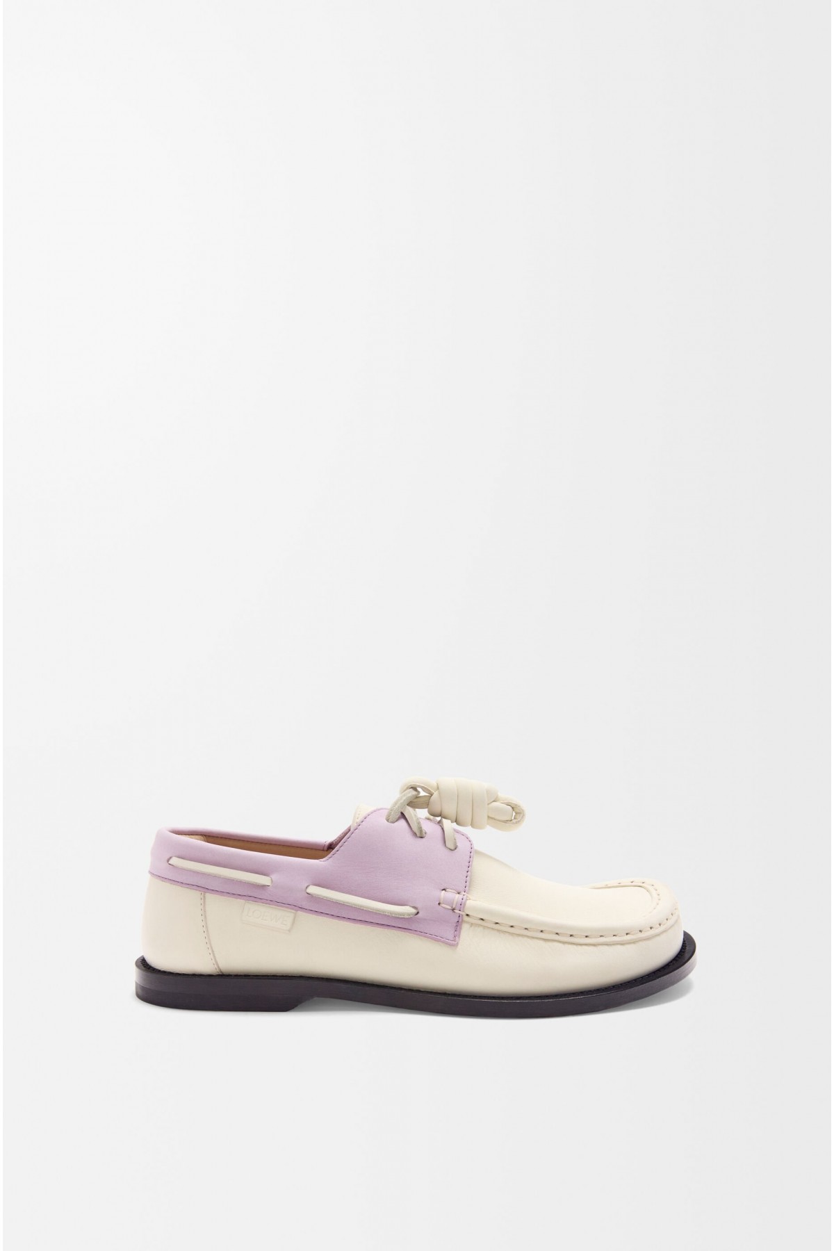 LOEWE Campo Boat Shoe In Soft Calfskin White Lilac