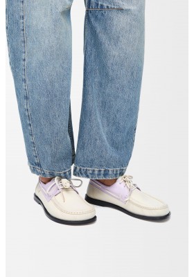 LOEWE Campo Boat Shoe In Soft Calfskin White Lilac