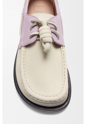 LOEWE Campo Boat Shoe In Soft Calfskin White Lilac