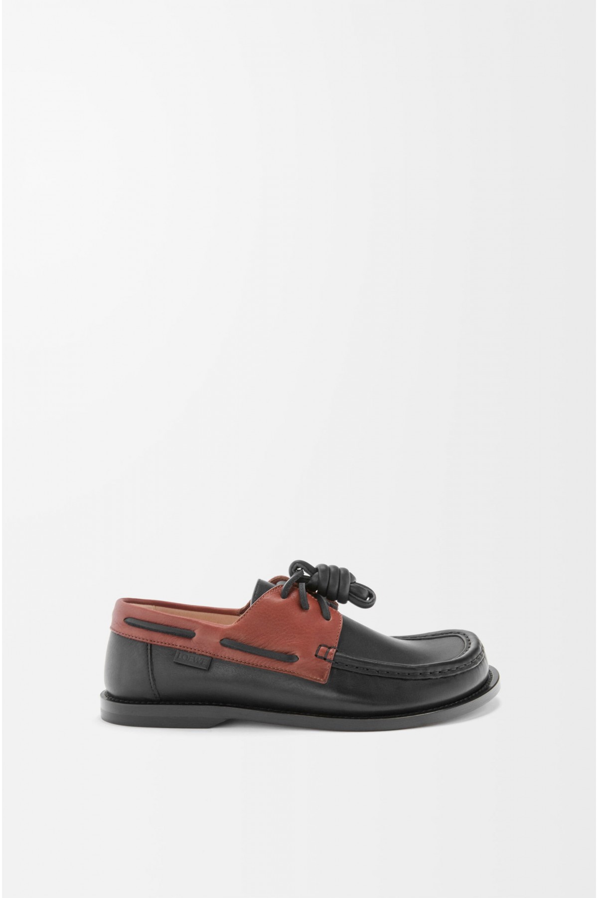 LOEWE Campo Boat Shoe In Soft Calfskin Black Rust