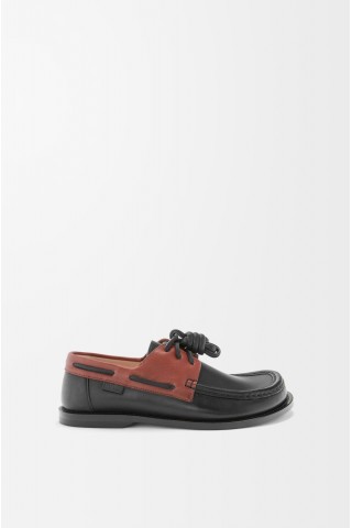 LOEWE Campo Boat Shoe In Soft Calfskin Black Rust