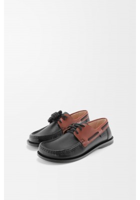 LOEWE Campo Boat Shoe In Soft Calfskin Black Rust