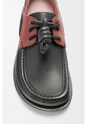 LOEWE Campo Boat Shoe In Soft Calfskin Black Rust