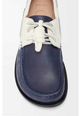 LOEWE Campo Boat Shoe In Soft Calfskin Navy White