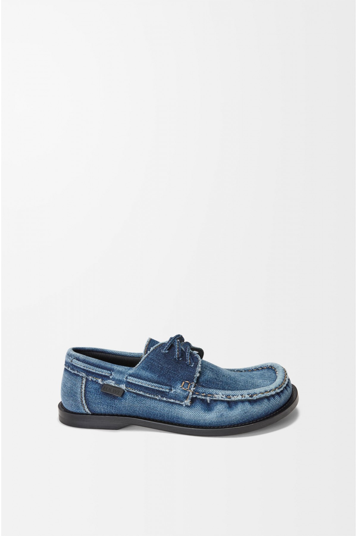 LOEWE Campo Boat Shoe In Washed Denim Raw Denim